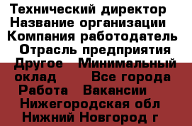 Технический директор › Название организации ­ Компания-работодатель › Отрасль предприятия ­ Другое › Минимальный оклад ­ 1 - Все города Работа » Вакансии   . Нижегородская обл.,Нижний Новгород г.